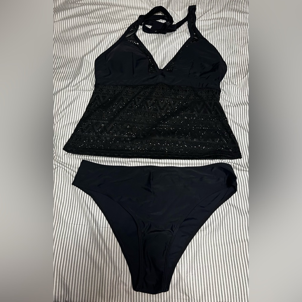 SHEIN Black Halter Bikini Set